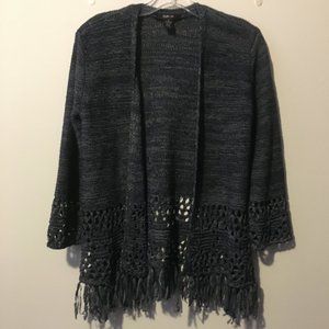 Style & Co. Open Front Sweater Blue Cream Size Small